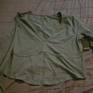 Torrid Sage Green Long Sleeve V-Neck Top